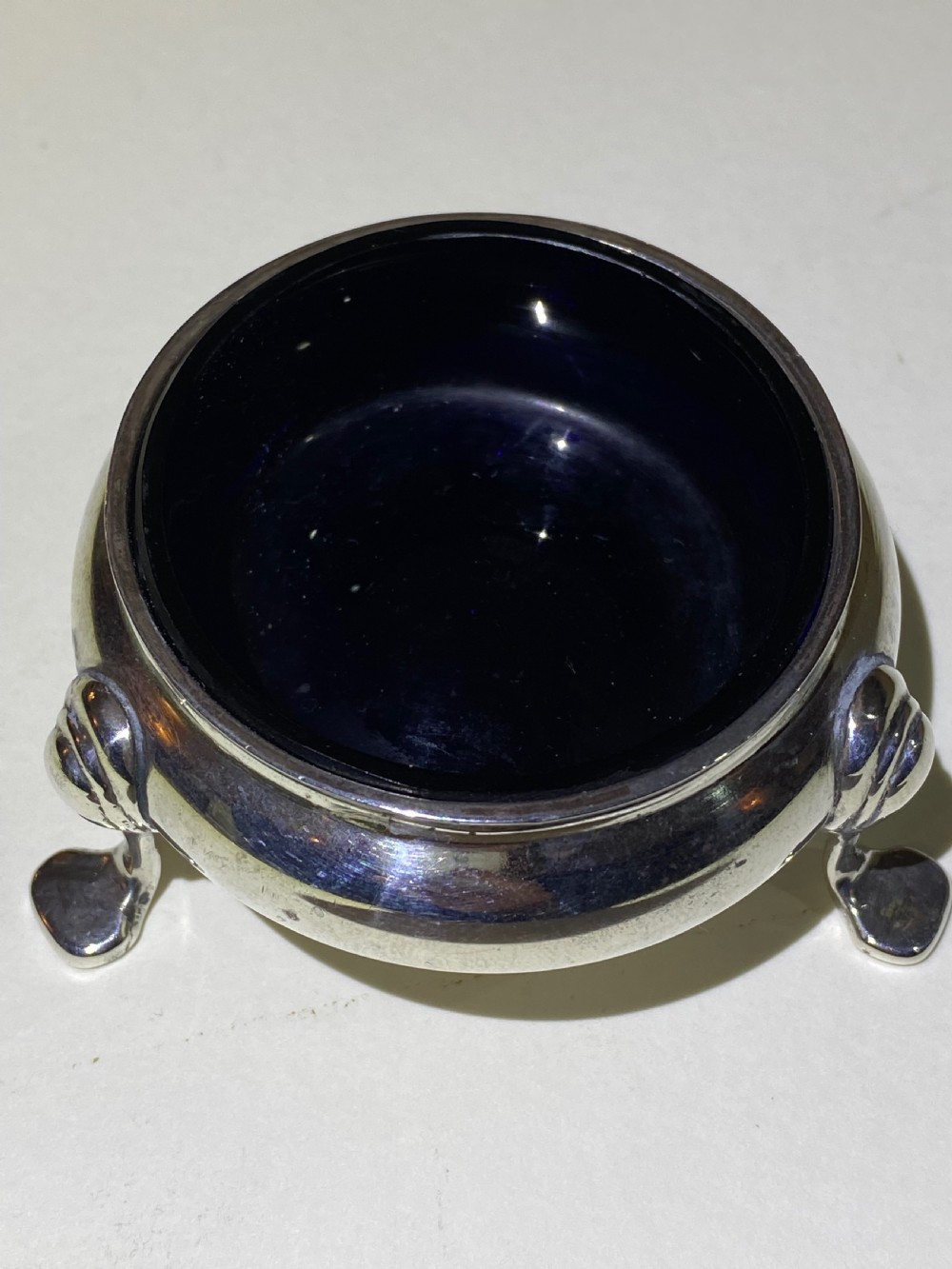 Pair of George II Silver Salts with Glass Liners. London 1748 View V