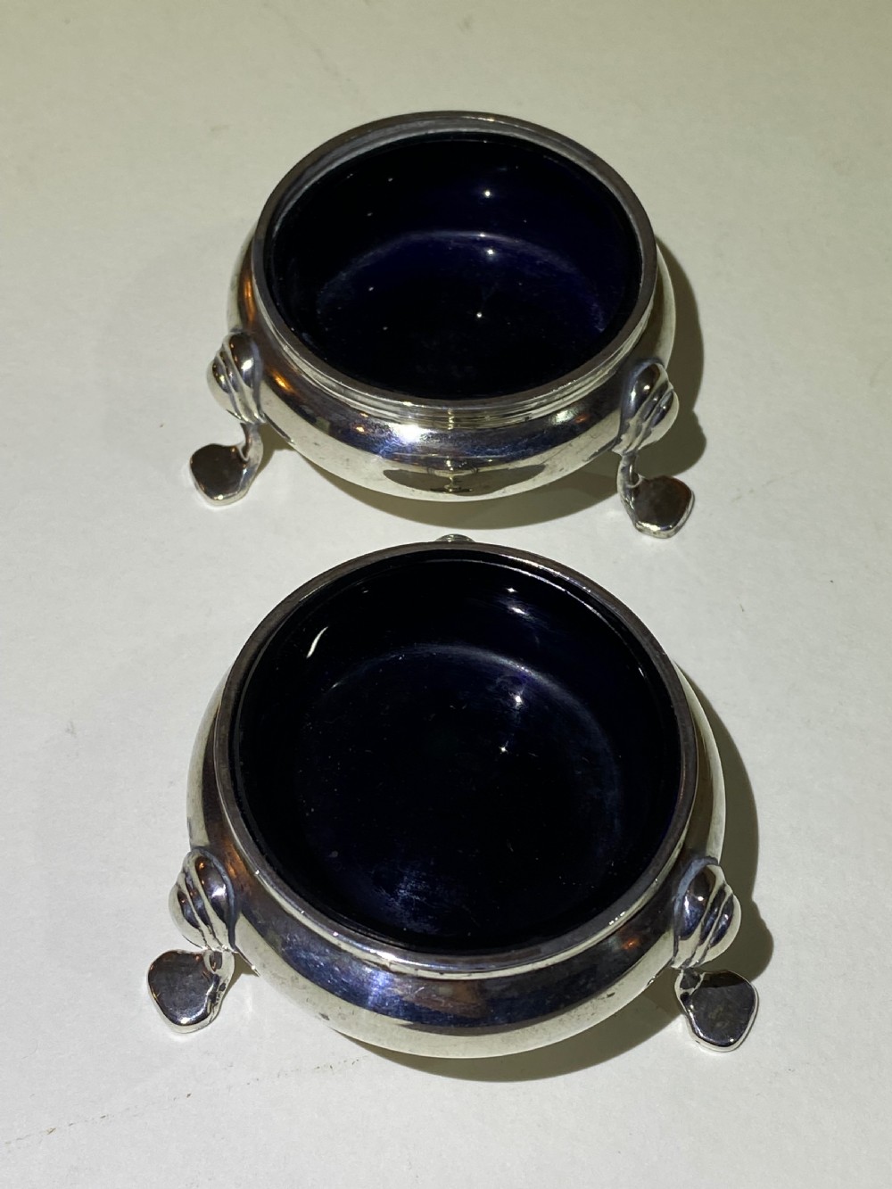 Pair of George II Silver Salts with Glass Liners. London 1748 View VI