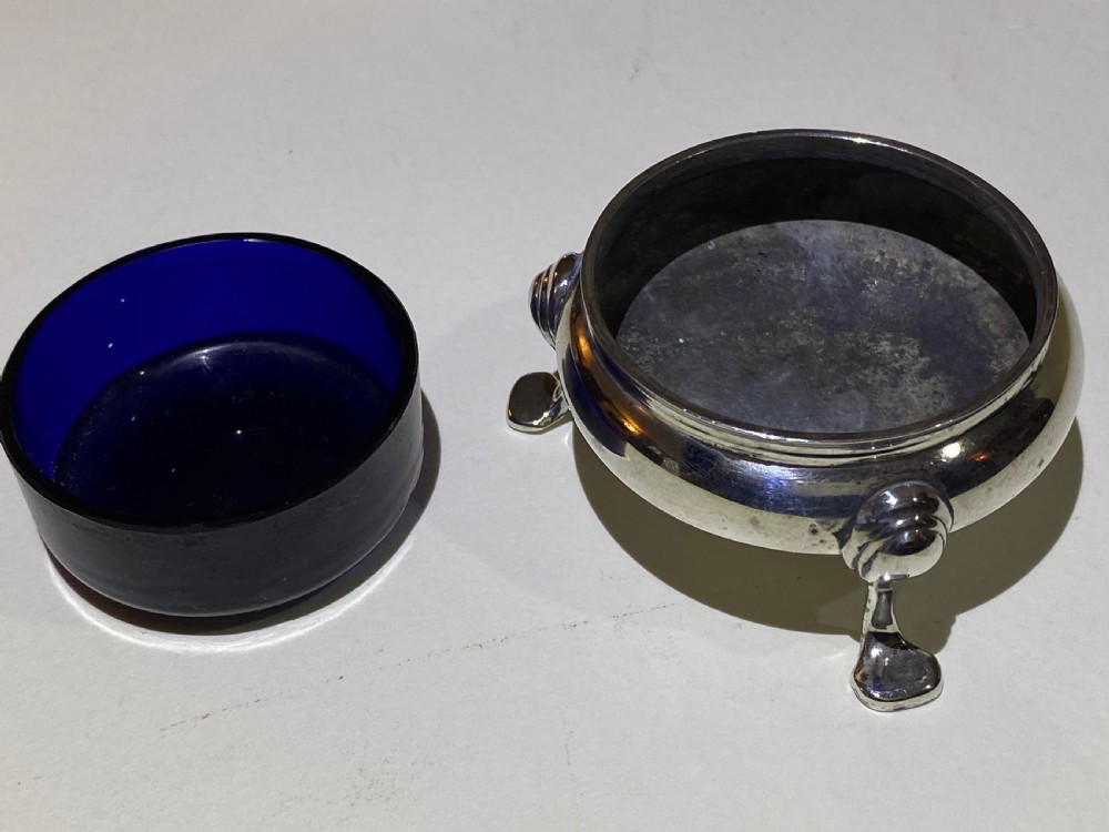 Pair of George II Silver Salts with Glass Liners. London 1748 View VII