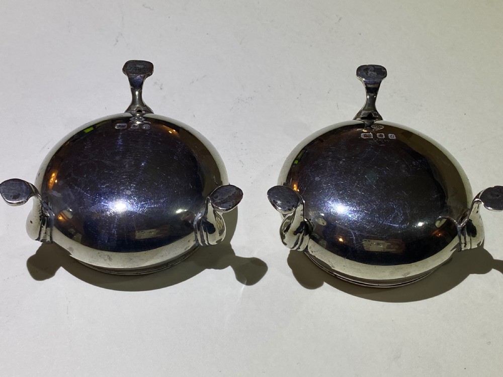 Pair of George II Silver Salts with Glass Liners. London 1748 View VIII
