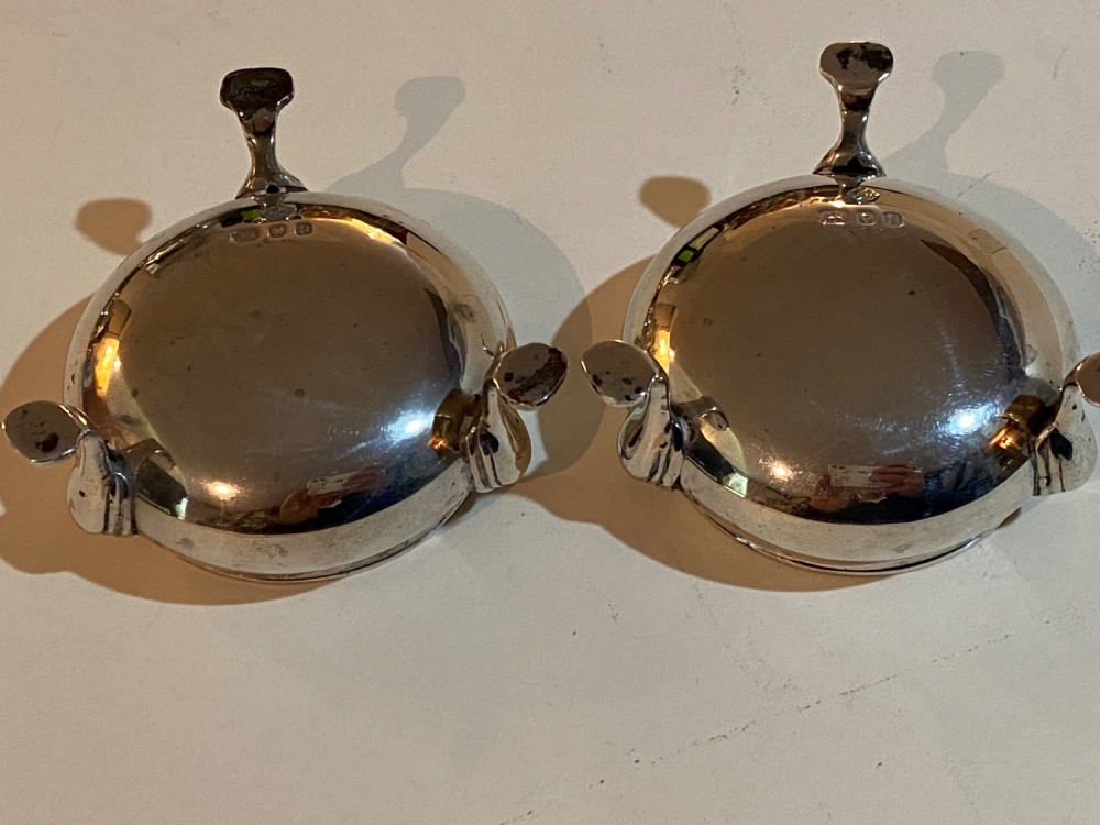 Pair of George II Silver Salts with Glass Liners. London 1748 View XI