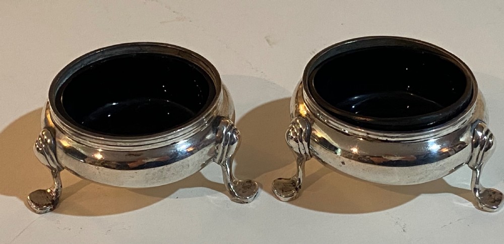 Pair of George II Silver Salts with Glass Liners. London 1748 View XII