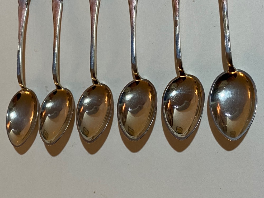 Cased Set of Norwegian Silver and Enamel Coffee Spoons, decorated with Reindeer.  View XIII