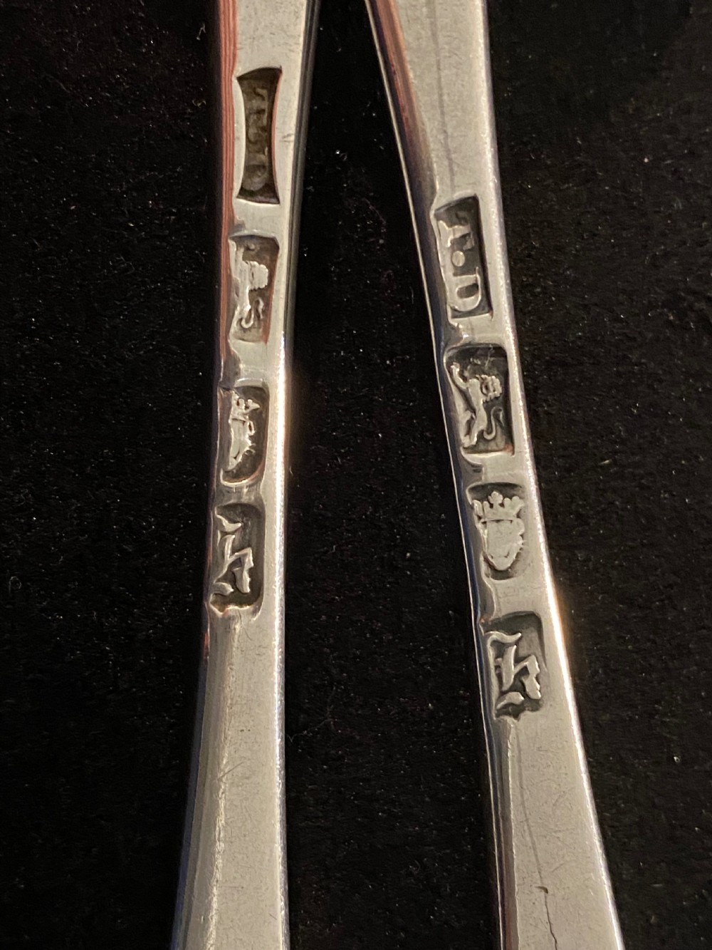 Pair of George III Silver Serving Spoons. London 1765. View IV