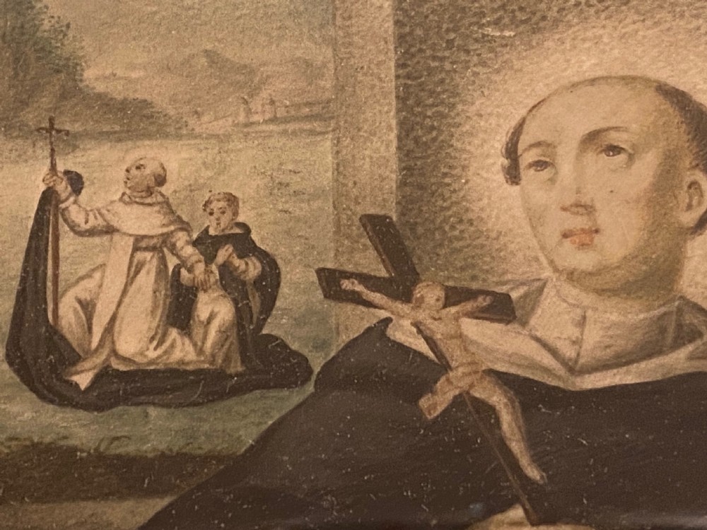 18th Century Stumpwork Art. Religious Artefact depicting Saint Raymond Nonnatus. View VII
