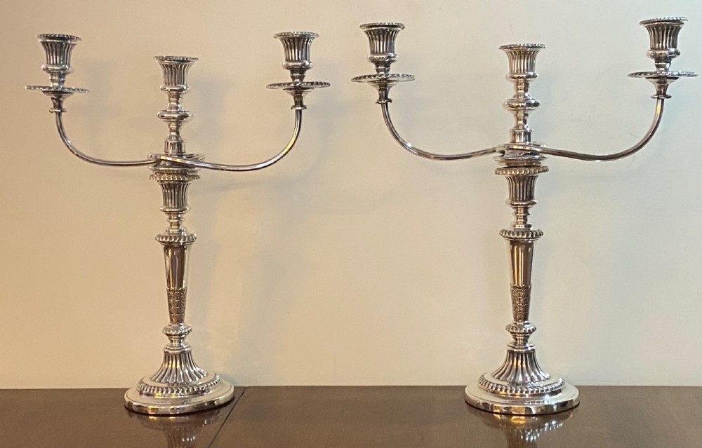 Pair of Regency Silver Candlesticks/Candelabra. Sheffield 1816. View II