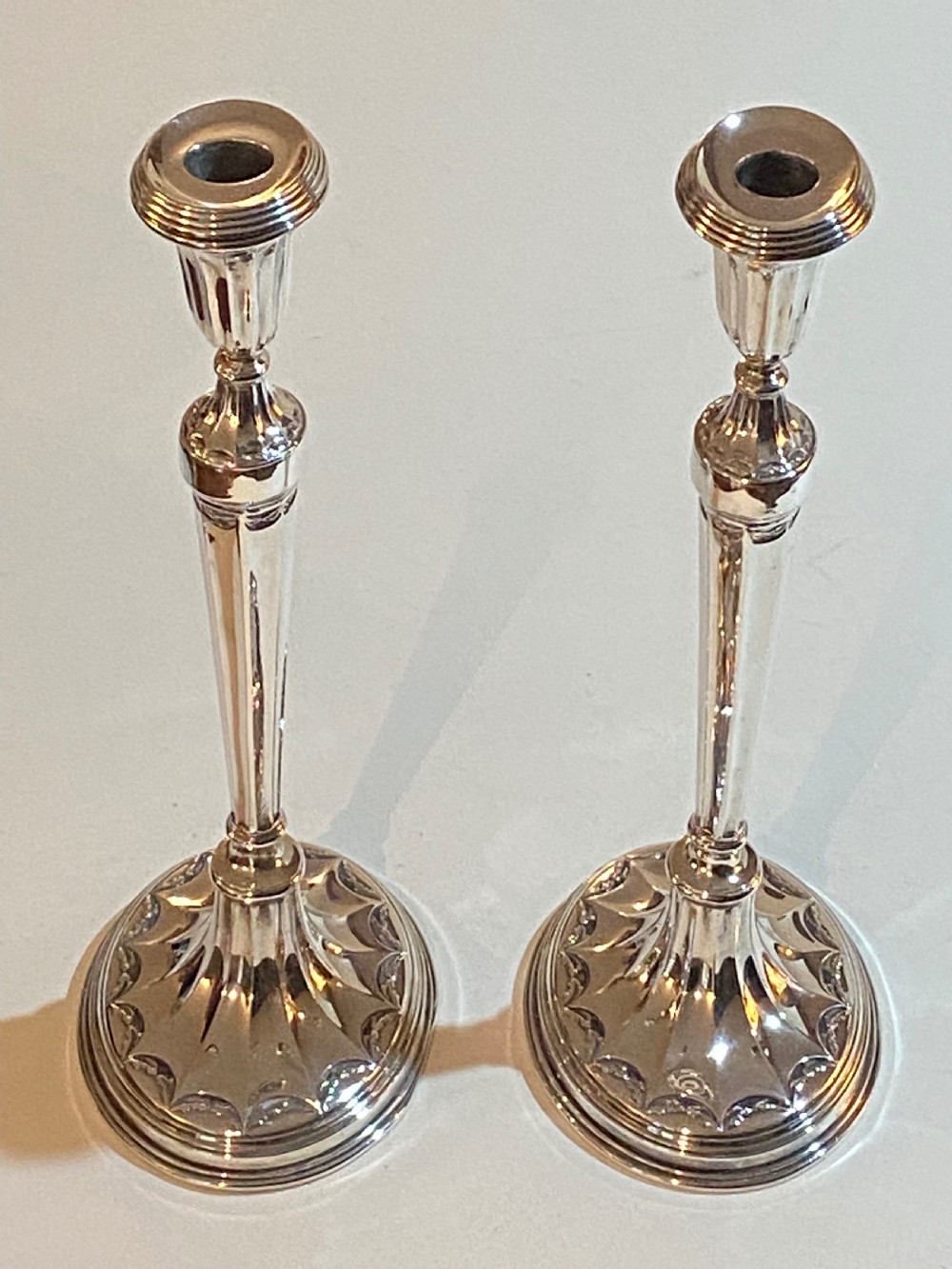 Pair of Silver Plated Candlesticks, 19th Century.
 View III