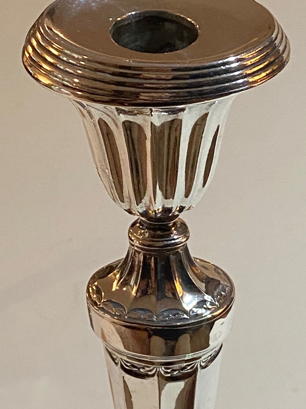 Pair of Silver Plated Candlesticks, 19th Century.
 View VIII