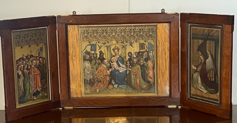 Religious Tryptic in Oak Frame View II