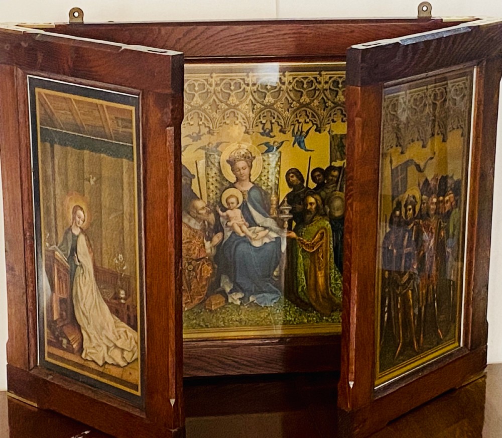 Religious Tryptic in Oak Frame
