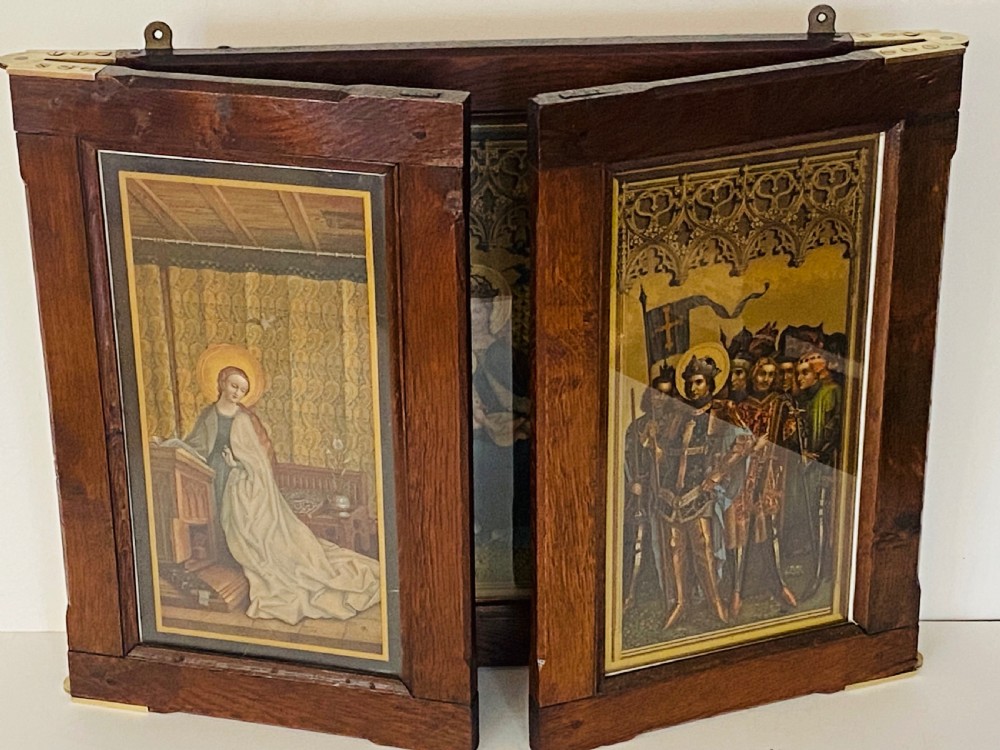 Religious Tryptic in Oak Frame View III
