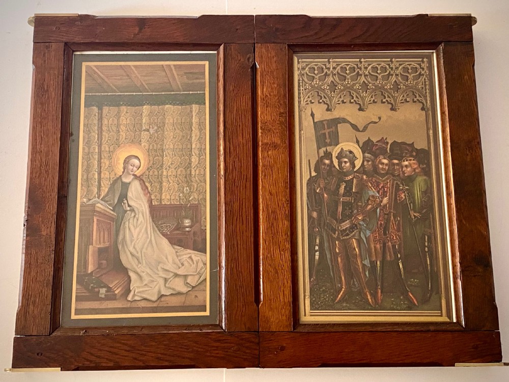 Religious Tryptic in Oak Frame View VII