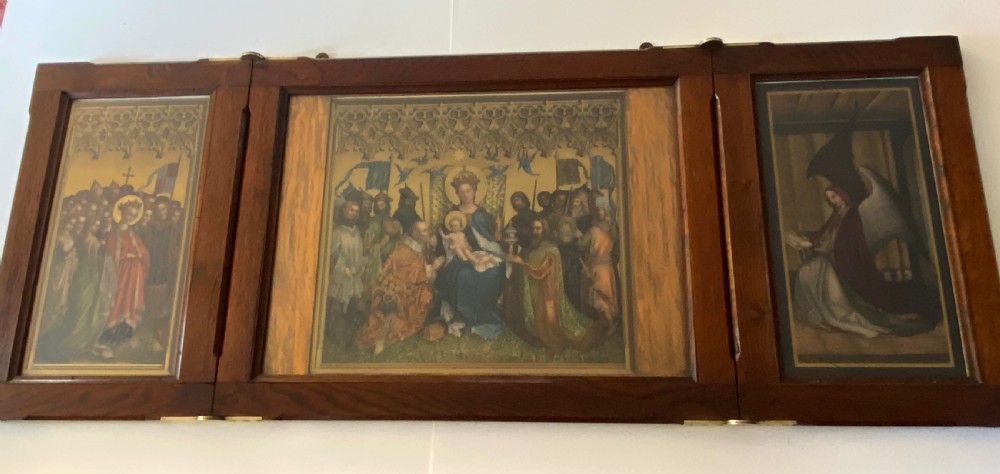 Religious Tryptic in Oak Frame View VIII