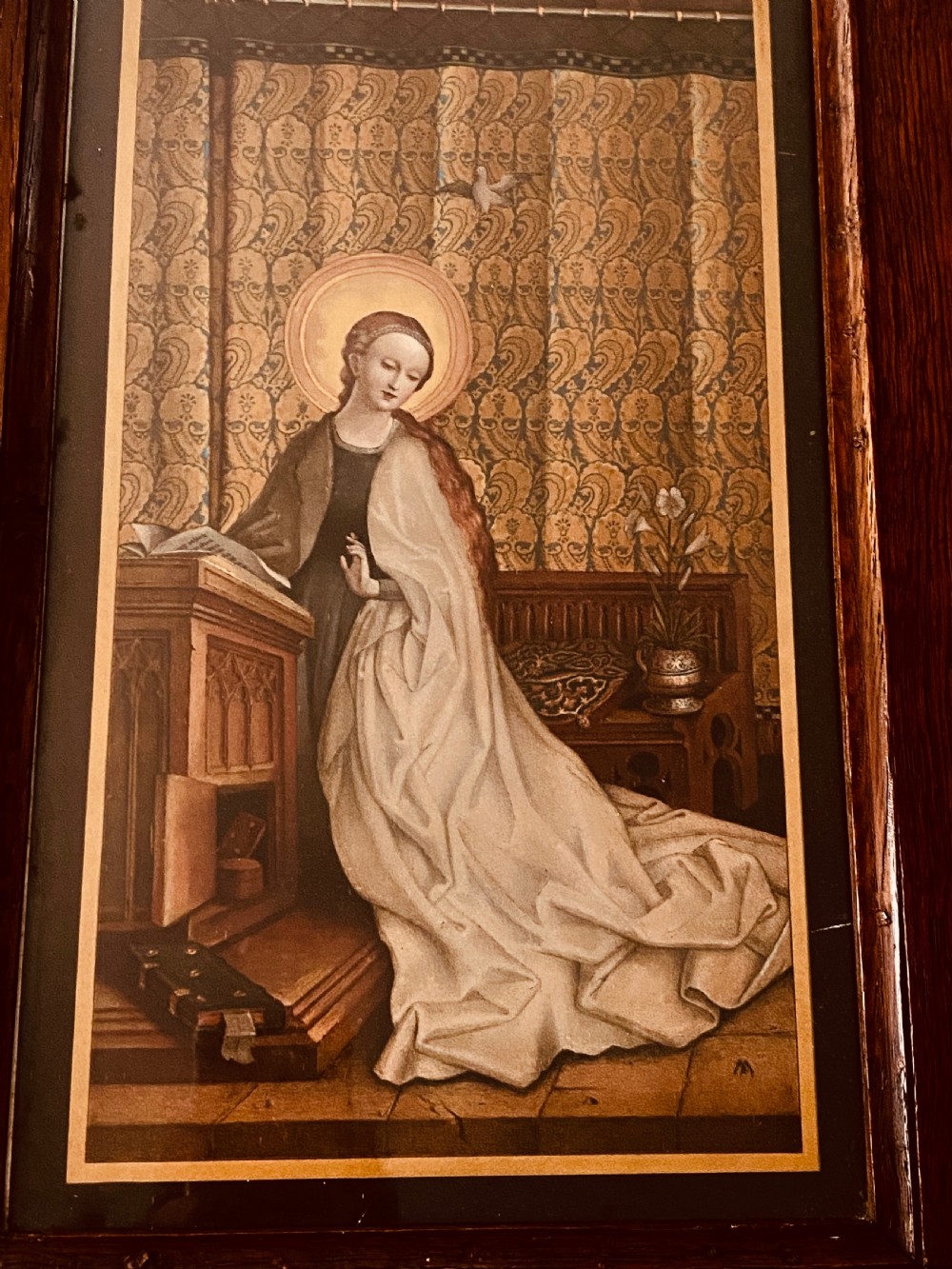 Religious Tryptic in Oak Frame View X