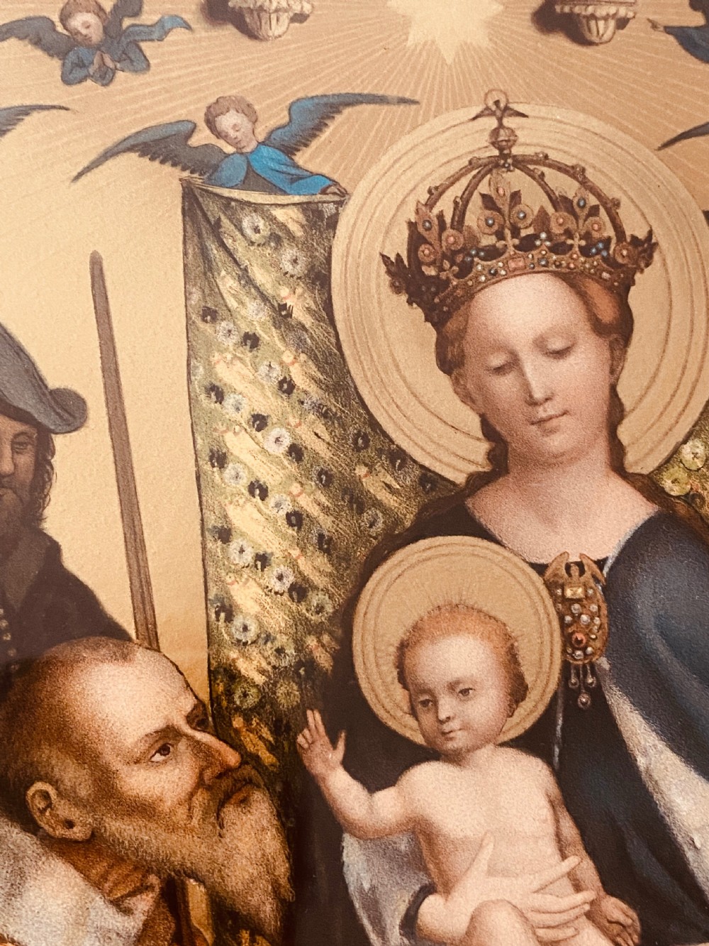 Religious Tryptic in Oak Frame View XIV