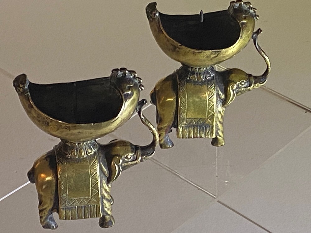 Pair of 19th Century Bronze Elephant Candle Holders View III