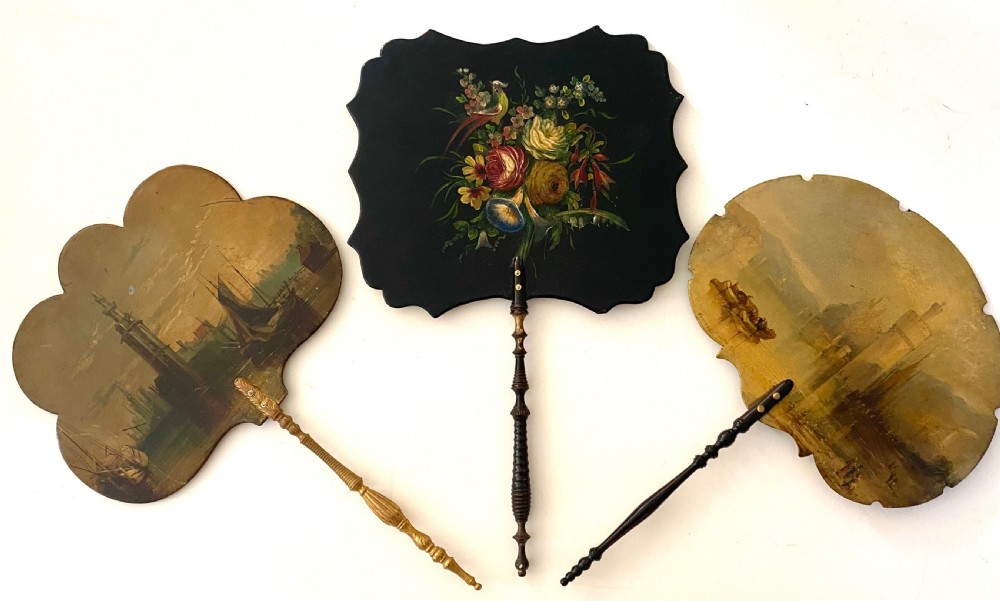 Three Paper Maché Hand Painted Face Screens
