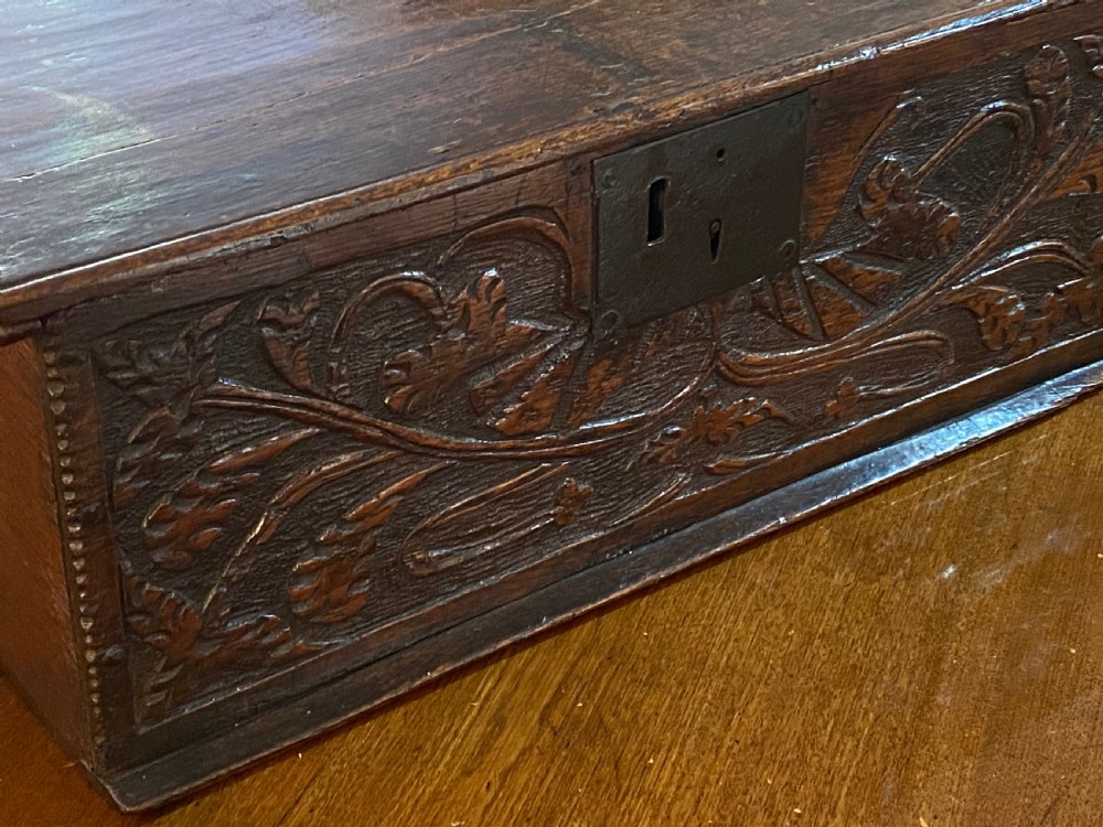 17th Century Carved Oak Bible Box View VII