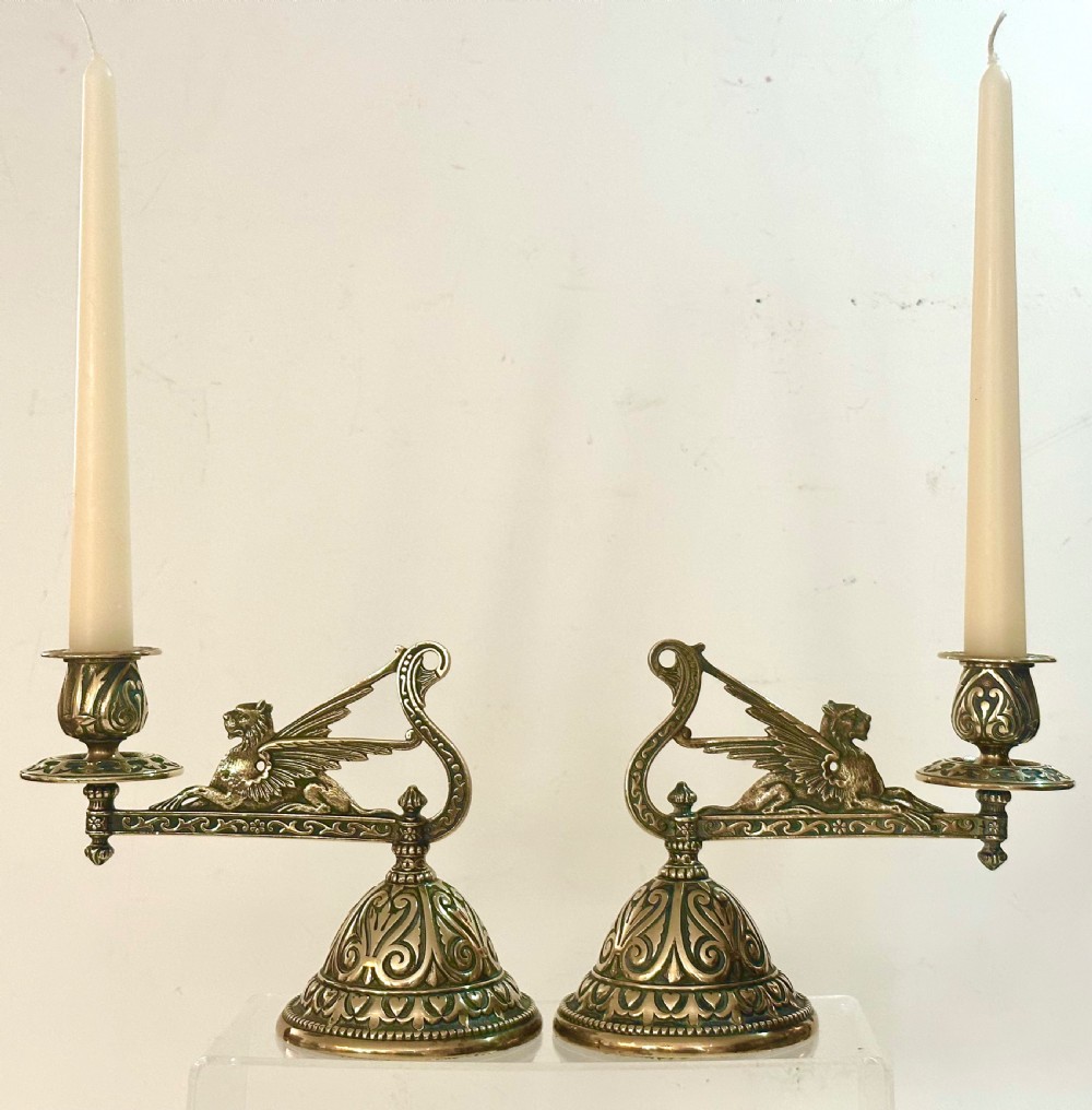 Pair of 19th Century Grand Tour Brass Candlesticks