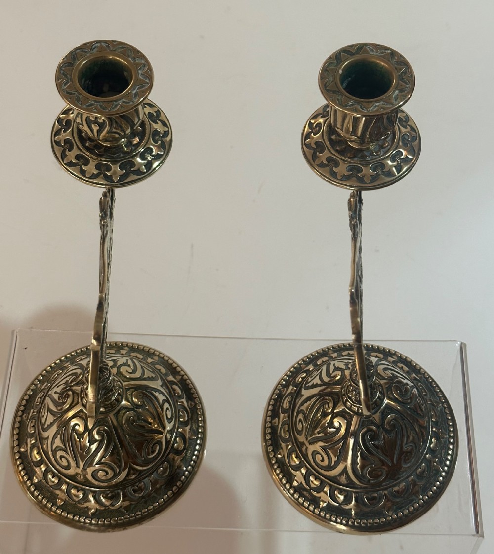 Pair of 19th Century Grand Tour Brass Candlesticks View III