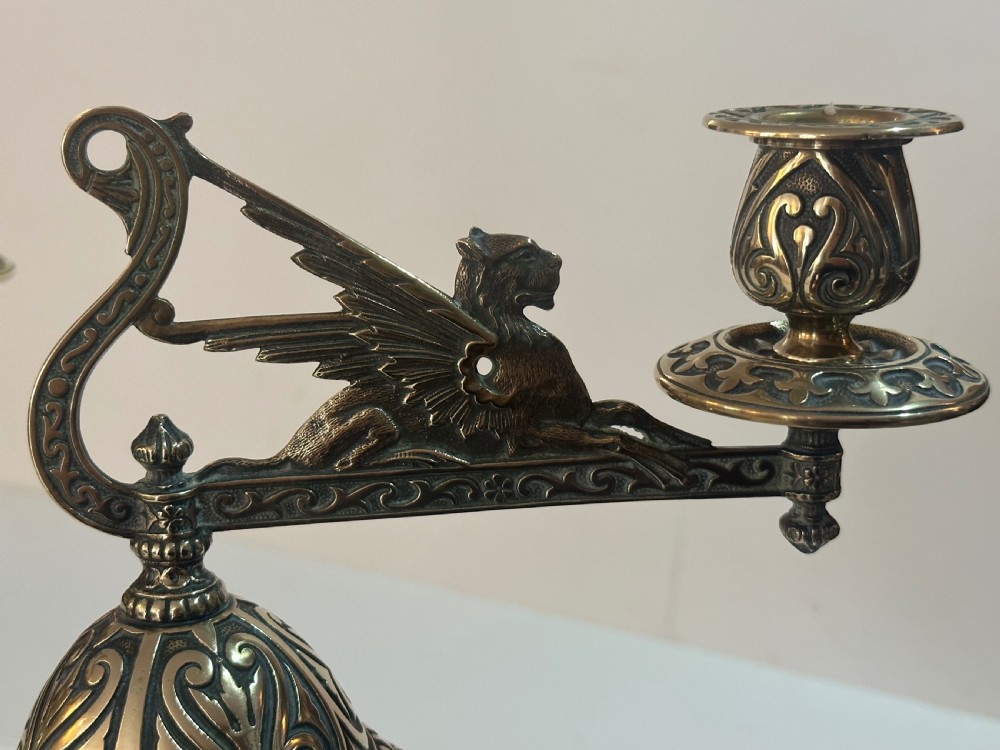Pair of 19th Century Grand Tour Brass Candlesticks View IV