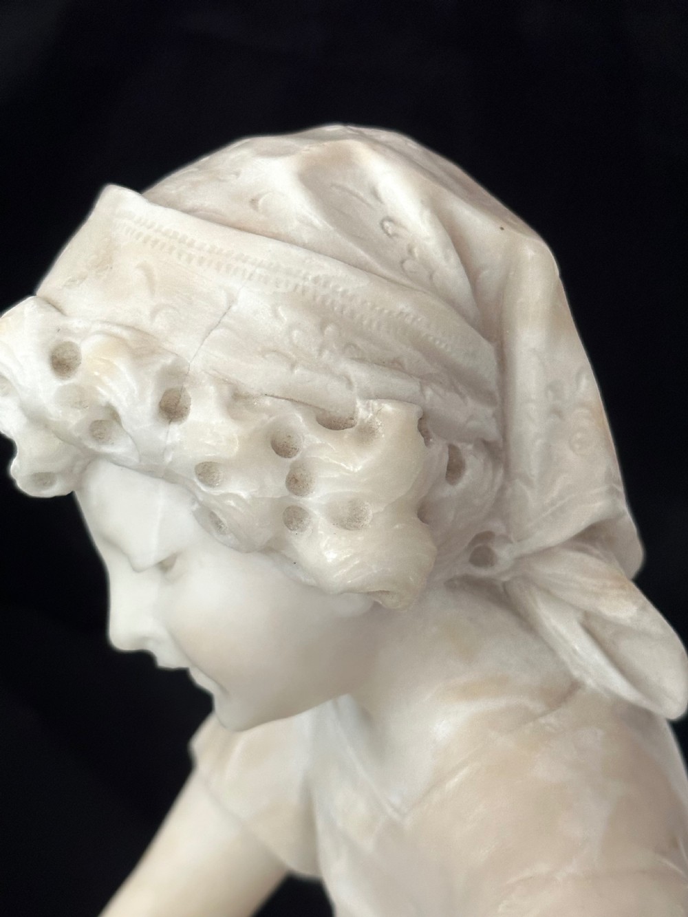 Antique Alabaster Figure of a Girl View XI