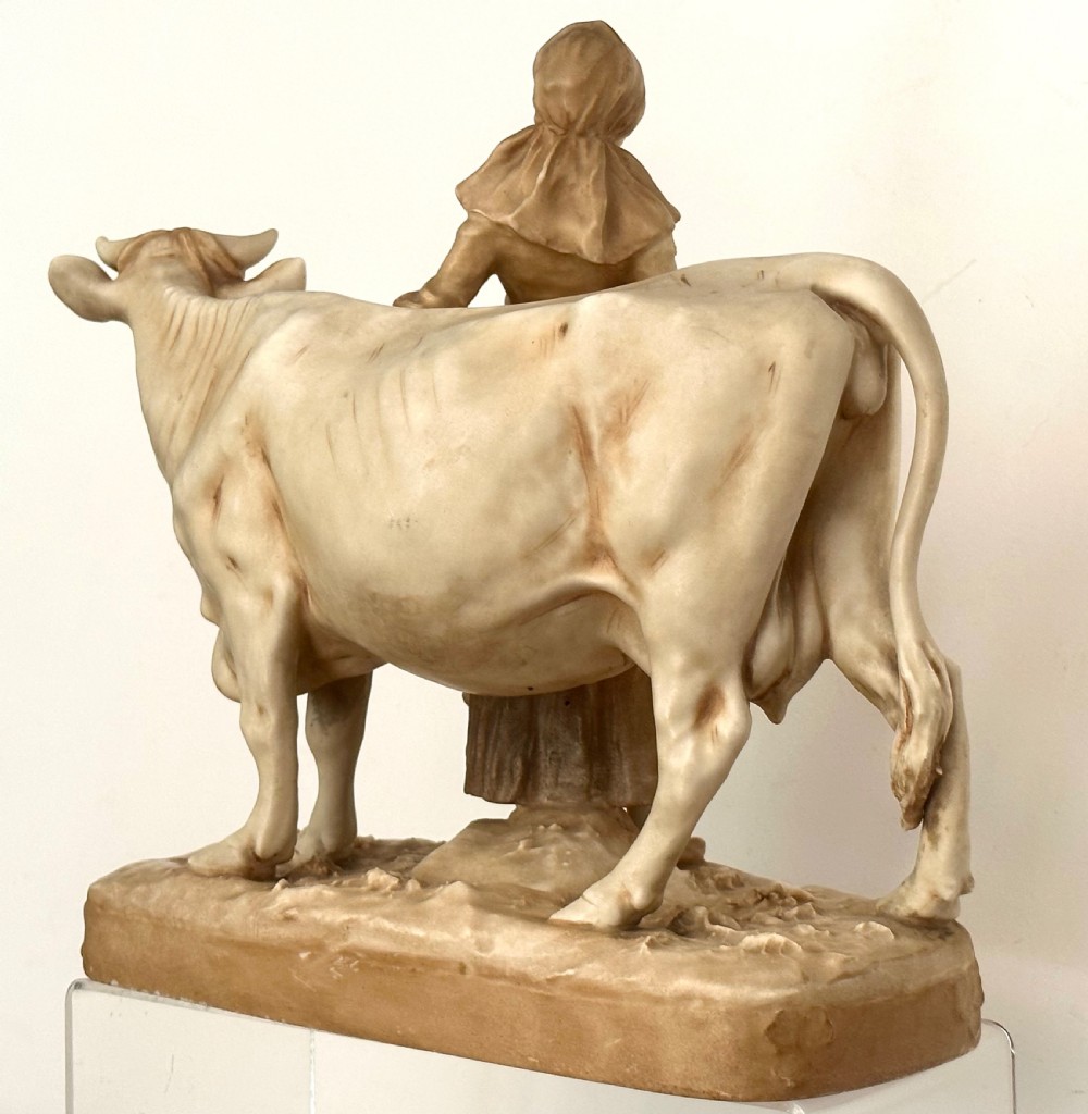 Royal Dux Cow with the Milkmaid View VIII
