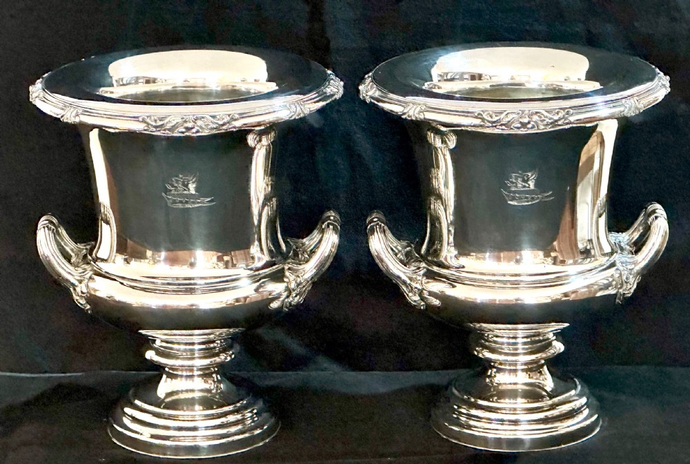 Pair of 19th Century Silver Plated Wine Coolers