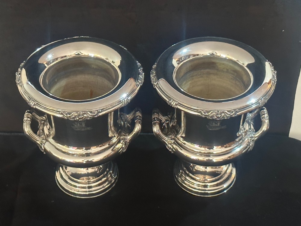 Pair of 19th Century Silver Plated Wine Coolers View II