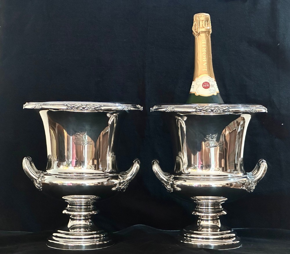 Pair of 19th Century Silver Plated Wine Coolers View IX
