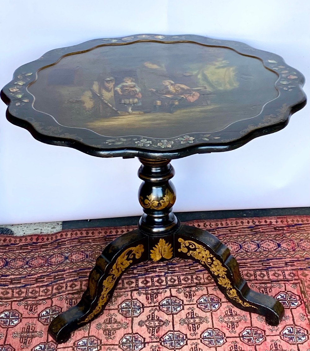 Polychrome Painted Tripod Tilt-Top Table  View III