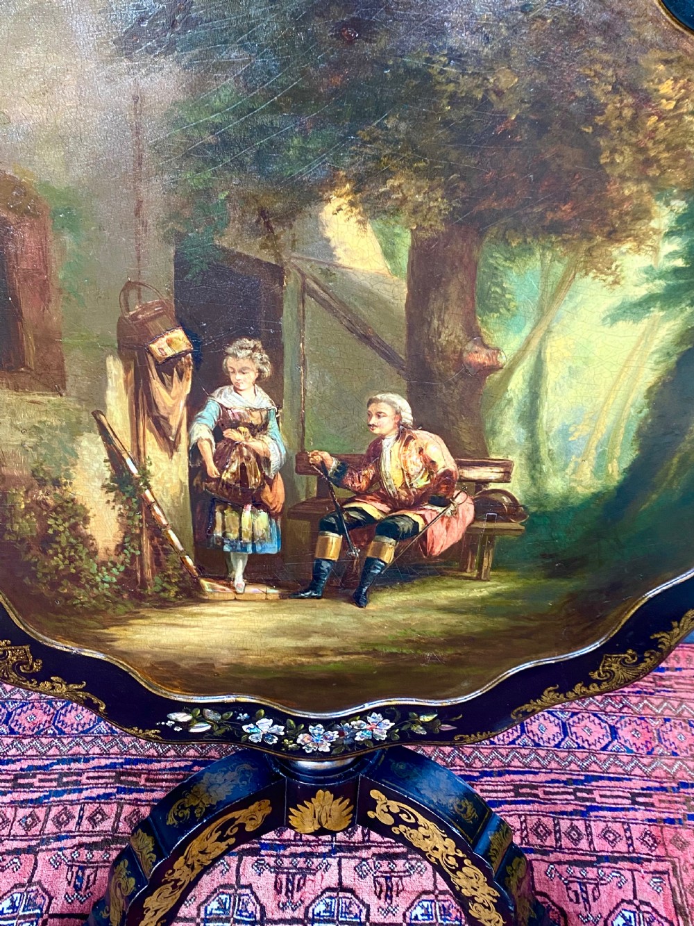 Polychrome Painted Tripod Tilt-Top Table  View IV
