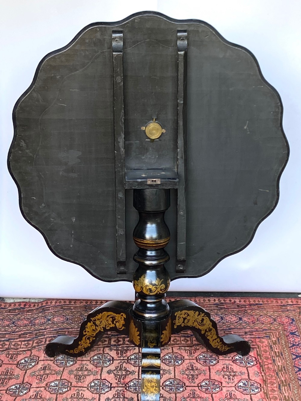 Polychrome Painted Tripod Tilt-Top Table  View X