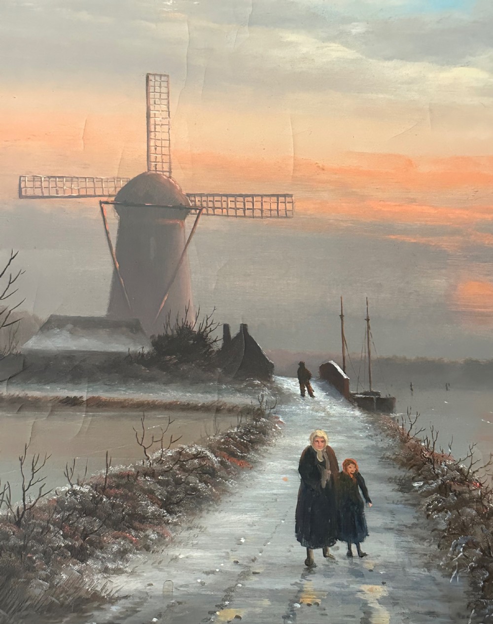 Dutch Winter Scene Oil on Canvas View VI