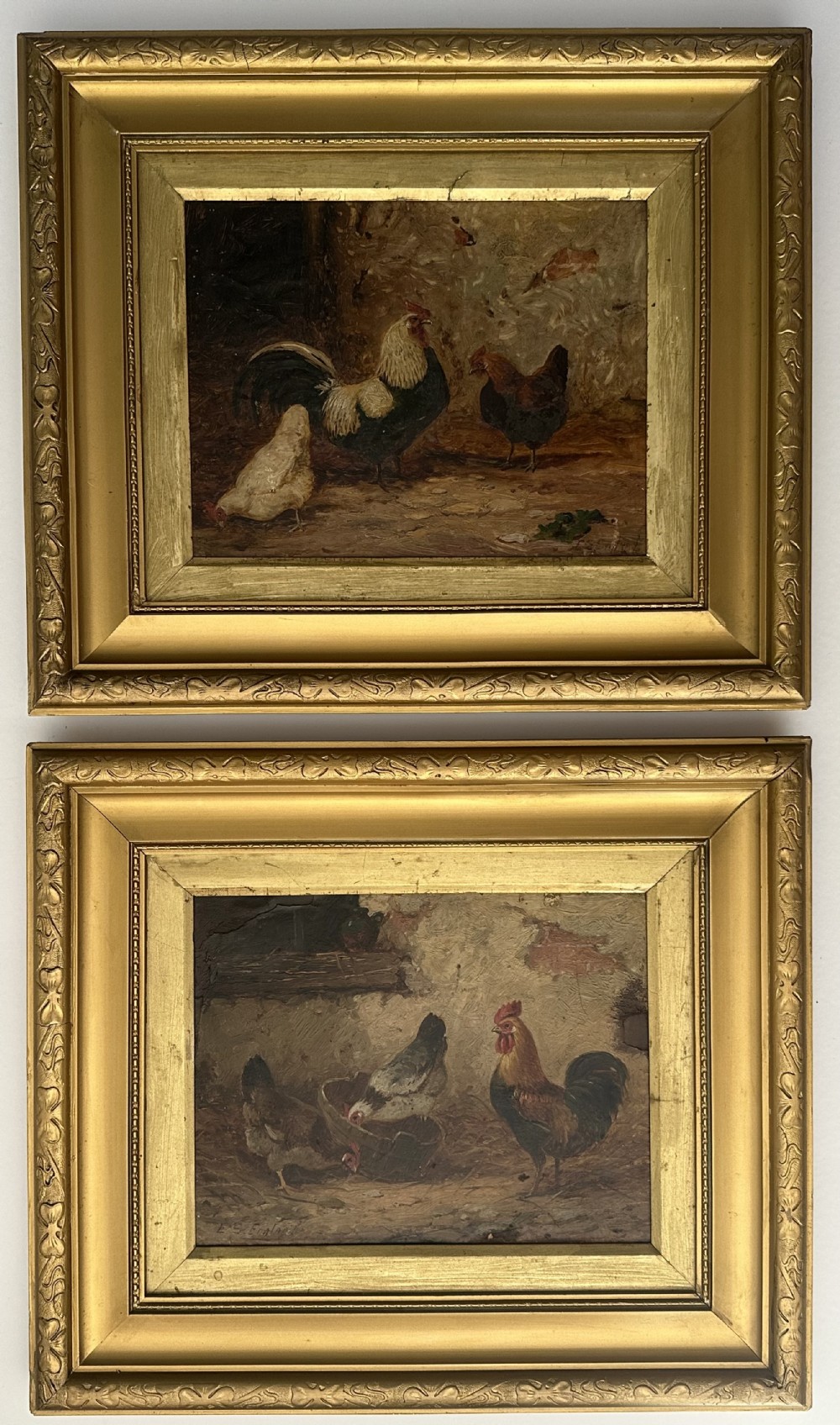 Pair of Oils on Board by E.S. England