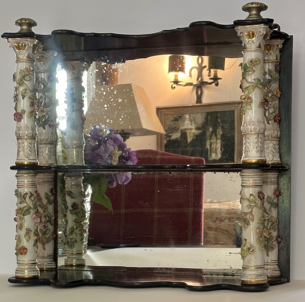 Ebonised Hanging Wall Shelf with Porcelain Supports View III