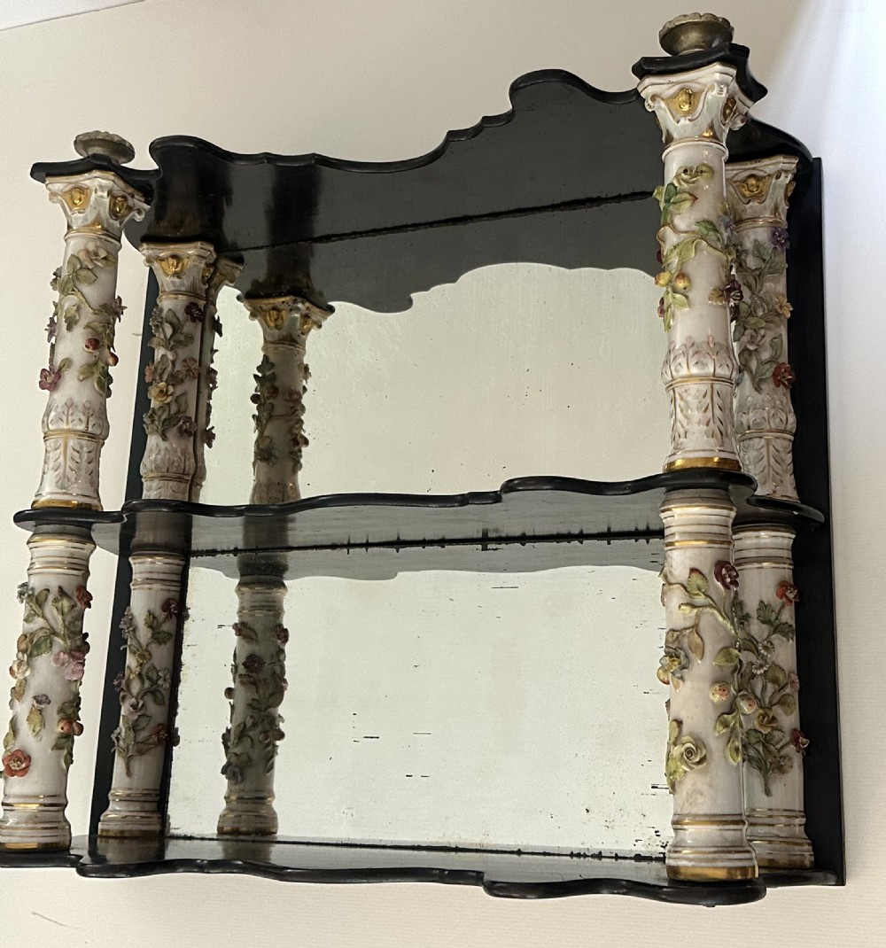Ebonised Hanging Wall Shelf with Porcelain Supports View V