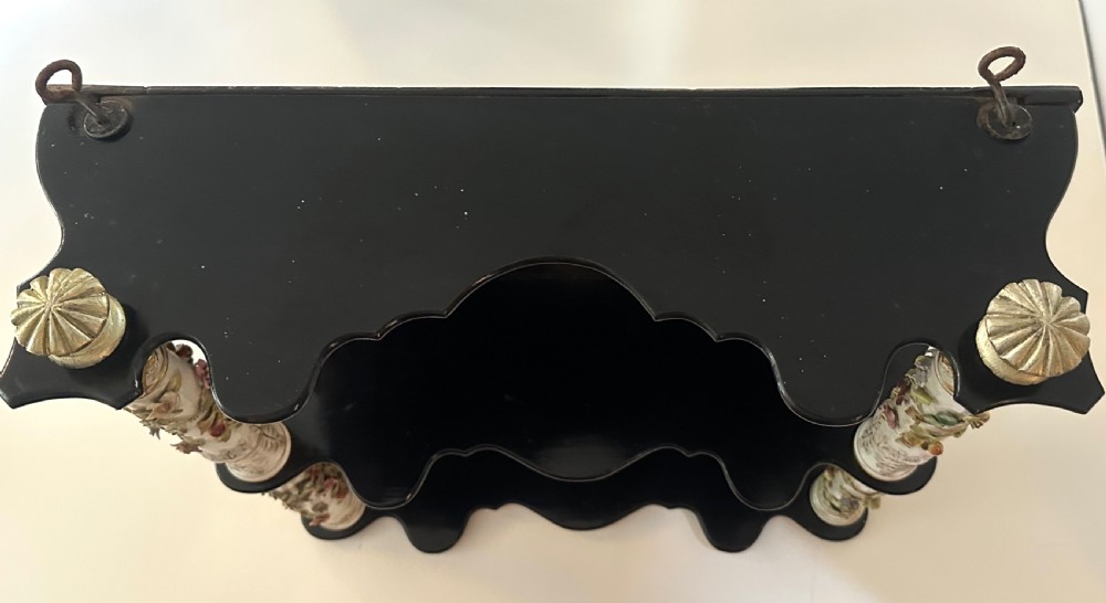 Ebonised Hanging Wall Shelf with Porcelain Supports View VII