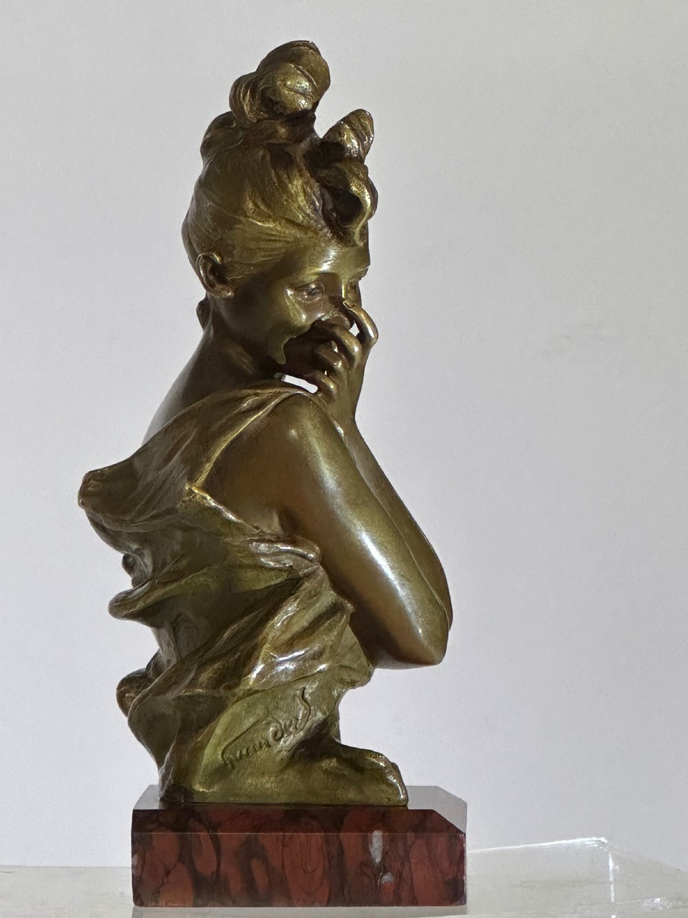 Bronze of Giggling  Girl by Georges van der Straeten (1856-1928) View IV