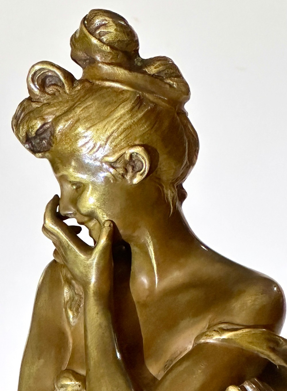 Bronze of Giggling  Girl by Georges van der Straeten (1856-1928) View VI