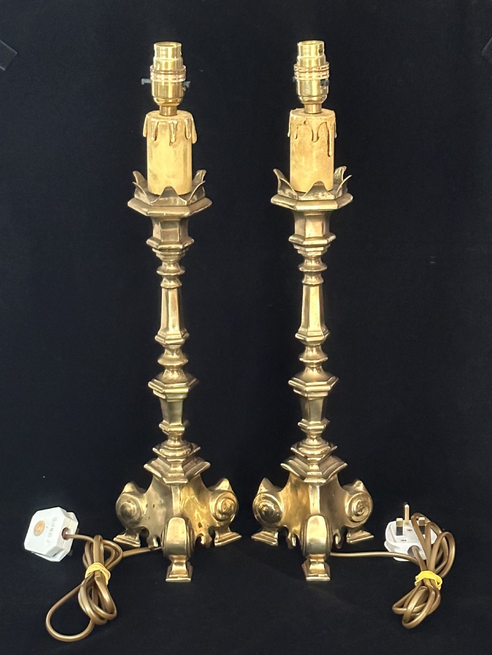 Pair Of Brass Ecclesiastical Lamp Bases