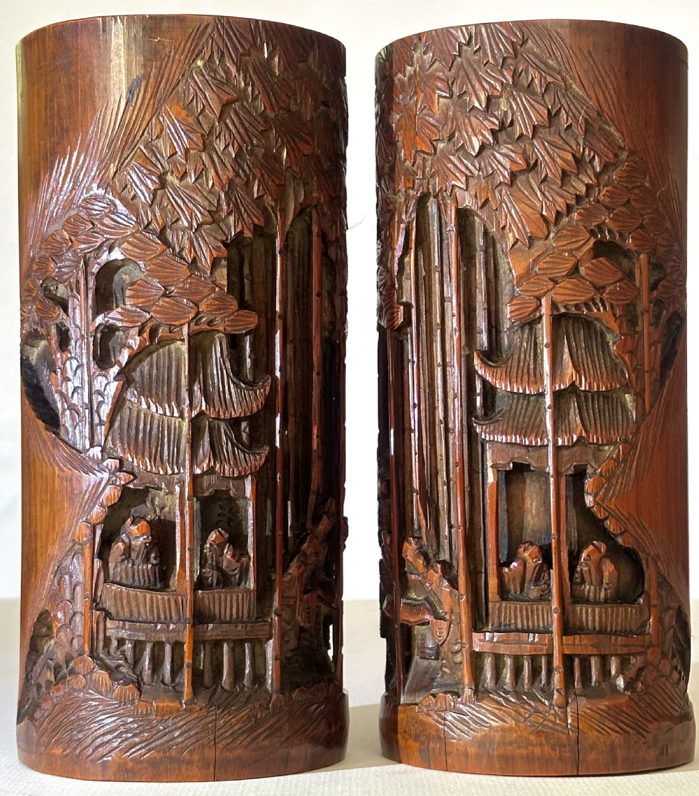 Pair of Chinese Bamboo Brush Pots View VI
