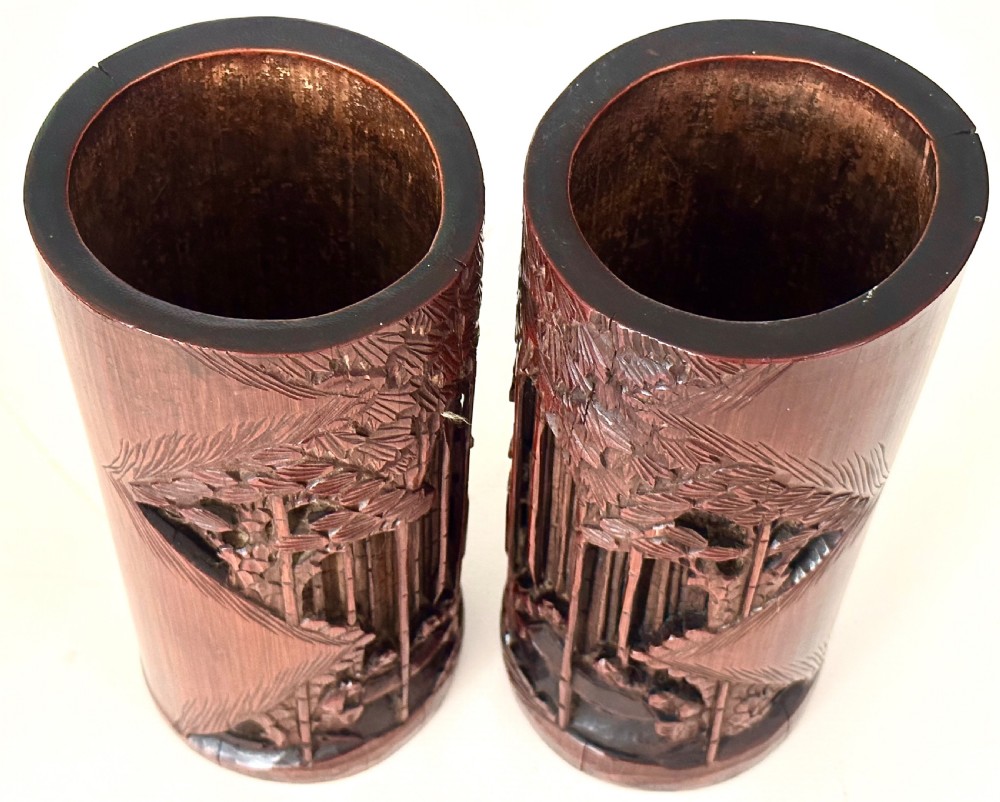 Pair of Chinese Bamboo Brush Pots View VII
