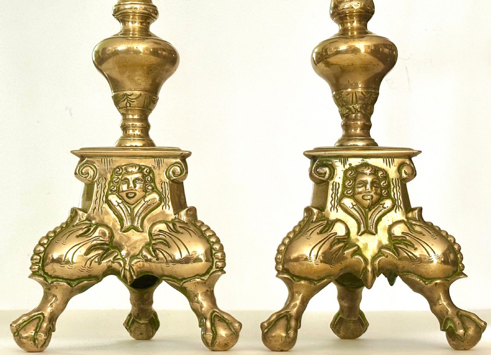 Pair of early 19th Century Brass Altar Sticks View III