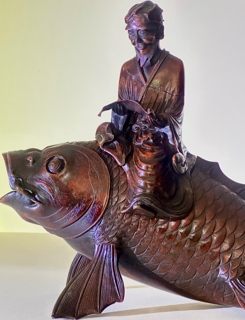 Bronze Japanese Koro in the form of a Carp View II