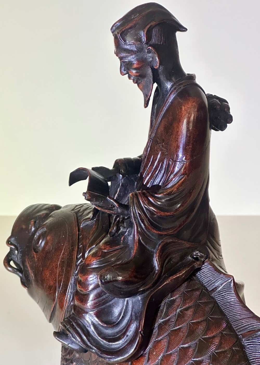 Bronze Japanese Koro in the form of a Carp View VII