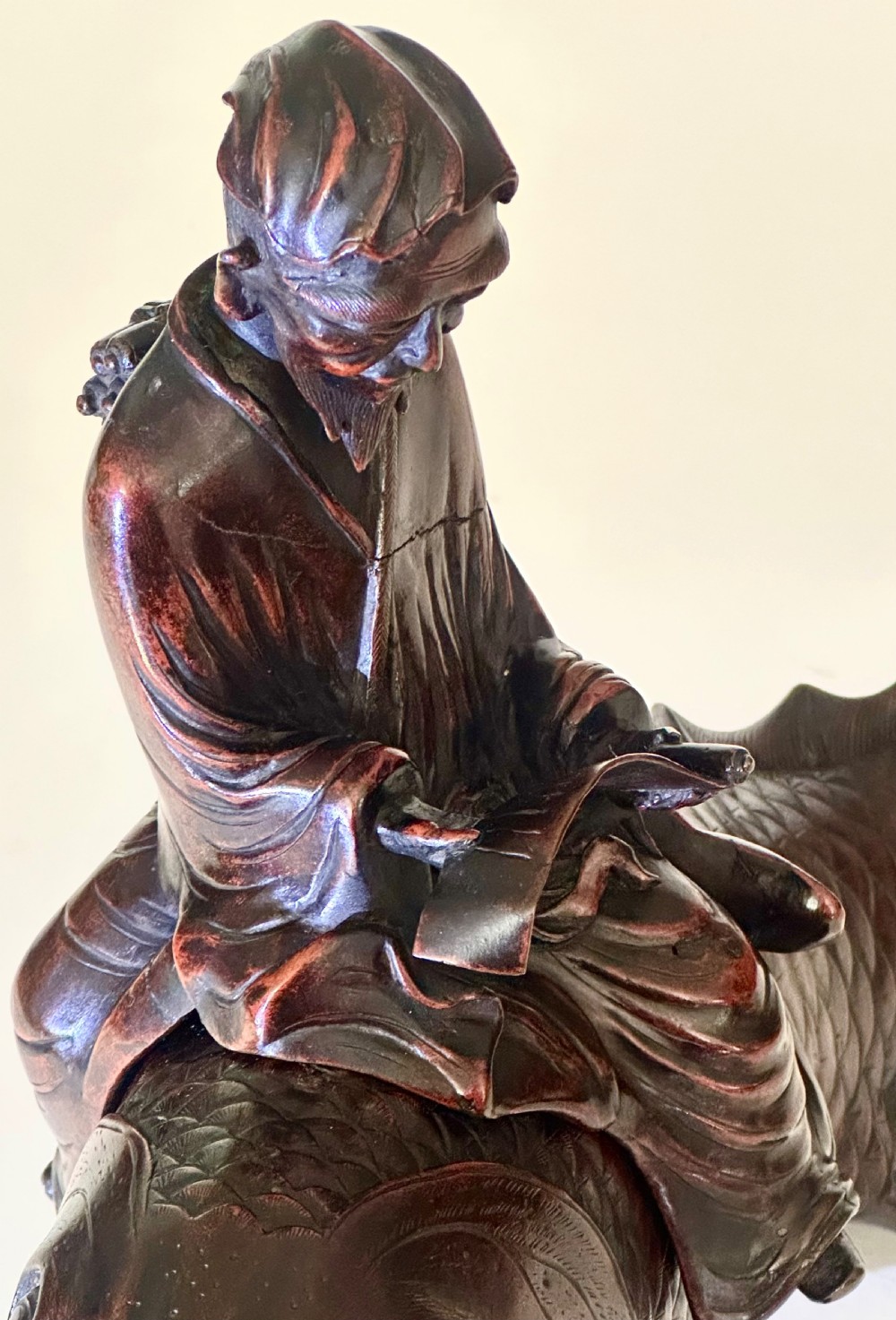 Bronze Japanese Koro in the form of a Carp View VIII