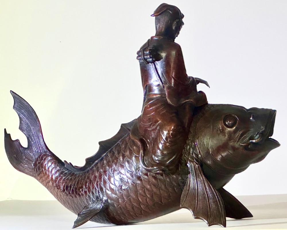 Bronze Japanese Koro in the form of a Carp View IX