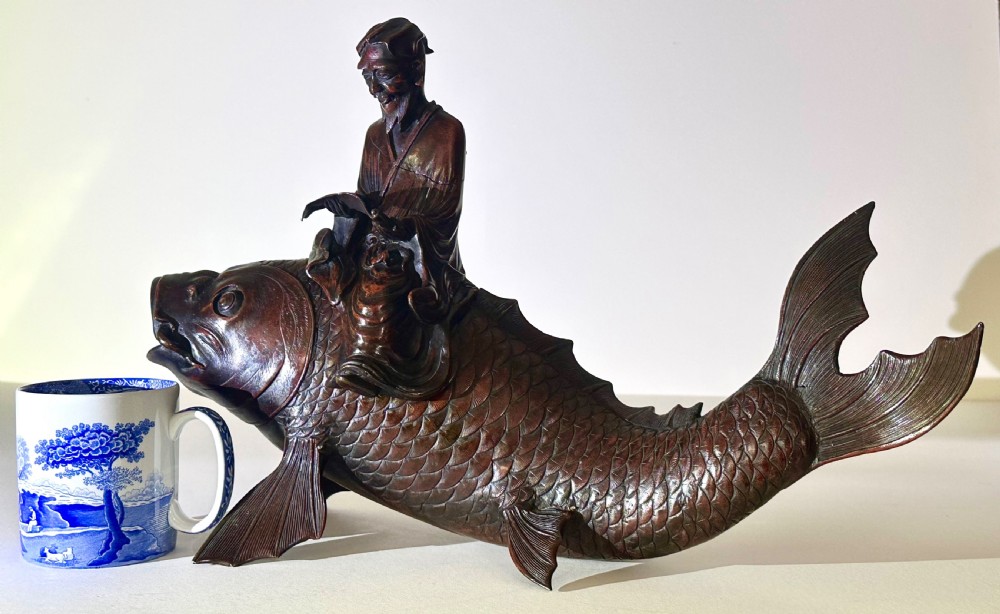 Bronze Japanese Koro in the form of a Carp View XII