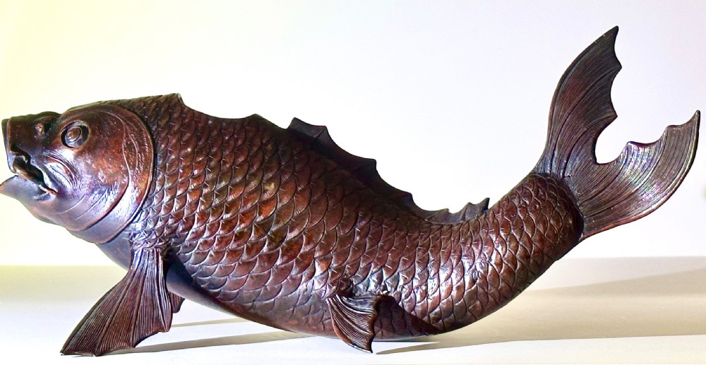 Bronze Japanese Koro in the form of a Carp View XV